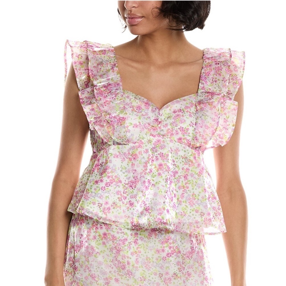 NWT WILDFOX WHITE AND PINK FLORAL TOP